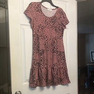 Pink Rose Animal Print Mini Dress. Can also be worn over leggings